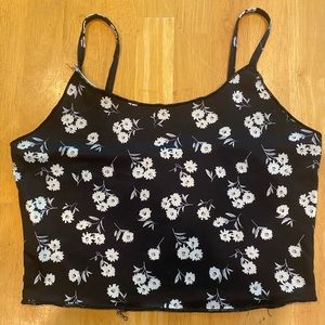 Black floral tank top